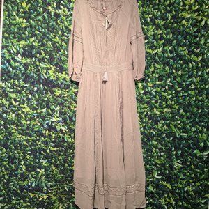 100% Silk Long Sleeve Maxi Dress
